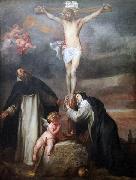 Anthony Van Dyck Christ on the Cross with Saint Catherine of Siena, Saint Dominic and an Angel oil painting reproduction
